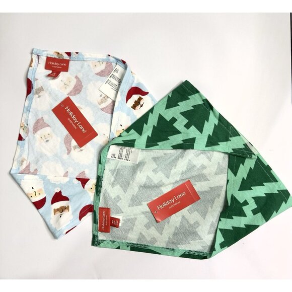 Holiday Lane Pet Bandana 2-Pack Christmas Santa & Trees Cotton L/XL - Picture 2 of 5